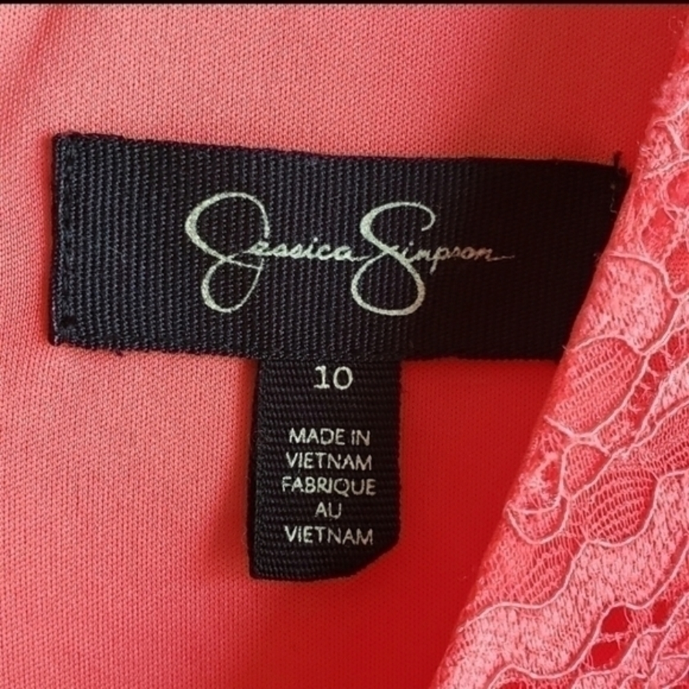 Jessica Simpson Coral Scoop Lace Mini Cocktail Dress Size 10 - Picture 11 of 11